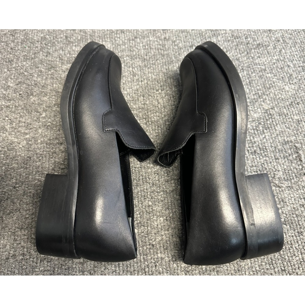 Franco Sarto Womens Size 5.5 W Bocca Slip On Black Leather Loafers Square Toe